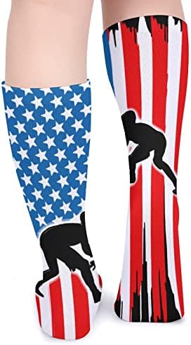 Борење Со Плевел Американско Знаме Дебели Чорапи Новина Смешно Печатење Графички Секојдневни Чорапи Со Топла Средна Цевка За Зима