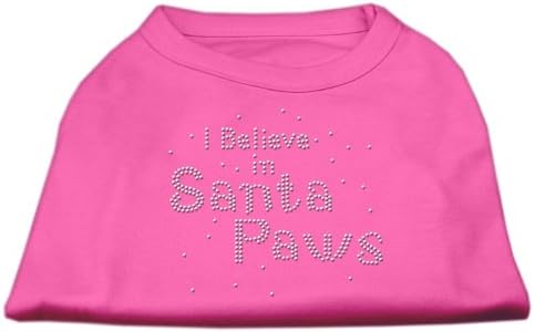 Mirage Pet Products 12-инчи Верувам во кошула за печатење на санта шепи за миленичиња, средна, светло розова