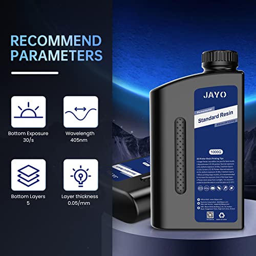 3Д смола за печатач, Jayo 1kg 3D смола за 4K 8K LCD/DLP/SLA 3D печатачи, 405NM стандардна фотополимер брза смола за лекување, висока