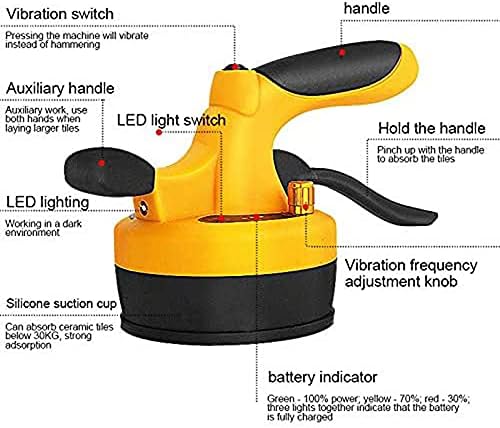 Машината за професионална плочка со рачни плочки HJJ, алатка за вшмукување за вшмукување на безжичен вибратор на литиум-јон