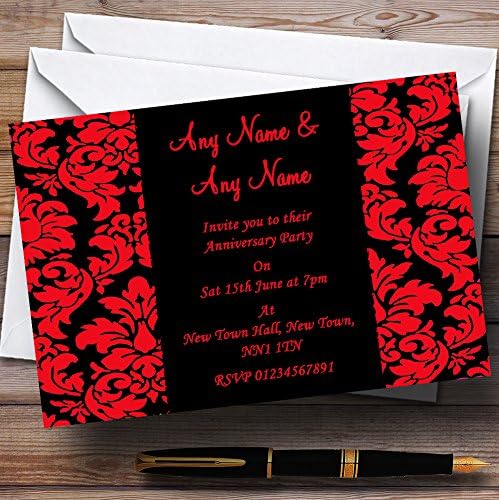 Цветни Црна &засилувач; Црвениот Дамаск Свадба Годишнината Партија Персоналните Покани