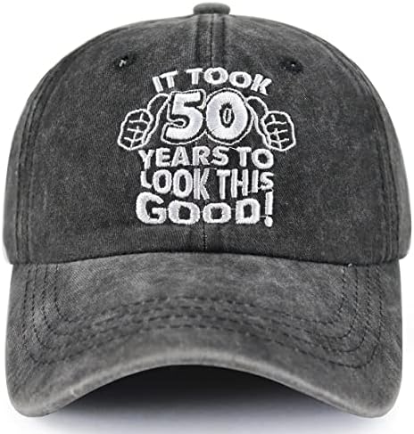 Шанванке 50 -ти роденденски подароци за жени мажи, смешна прилагодлива памук извезена капа за тато мајка сопруга сопруг сопруг