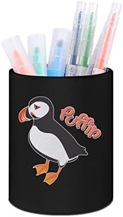 Puffin Bird PU кожни држачи за моливи за моливчиња за тркалезно сад за садови за контејнери за канцеларија за канцелариски дом