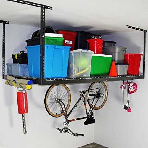 Monsterrax Надземни гаражи за складирање на гаража- 4 x 8 тавански решетки за полици за гаража, организација и складирање, прилагодливо складирање