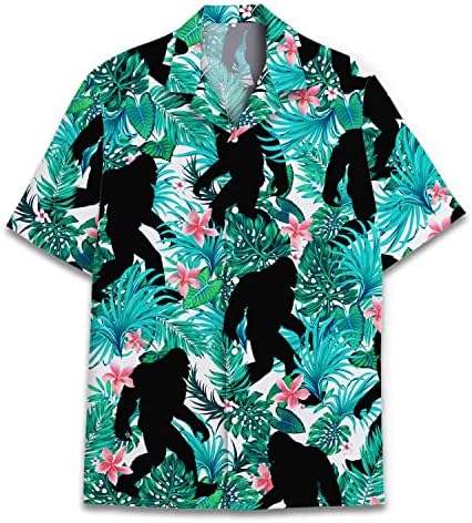 Моло смешно копче за големи ракави од празник за кратки ракави, летна плажа Тропска голема сурфање на хавајски кошула