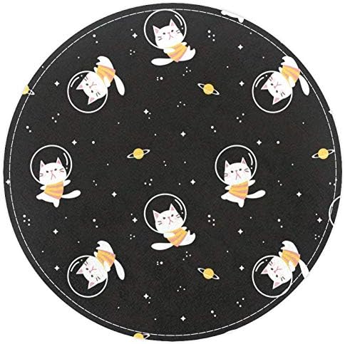 Цртан филм Хеох, мачка што лебди во вселенското подрачје со шема на starвезди, не -лизгање 15,7 тркалезна област килими теписи за деца
