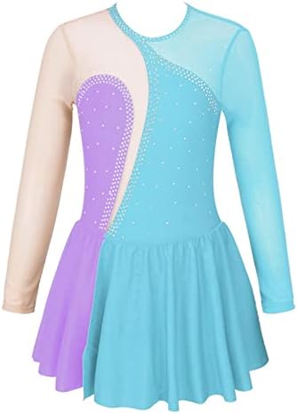 Yuumin Девојки девојки сјајни ринстони фигура мраз за лизгање балет туту фустан гимнастички леотарски костум за танцување облека