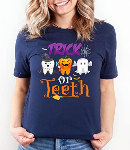 Moobla трик или заби заби за заби, кошула за стоматолошки заби, кошула за стоматолошки асистент, стоматолог за Ноќта на вештерките,