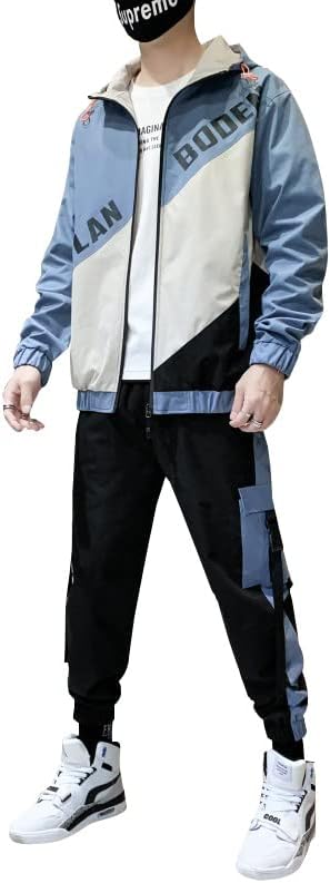 Мажи тренерки хип хоп манс духови одговараат обични тенок вклопување 2 парчиња поставени џемпери со качулка за џемпери и панталони сетови