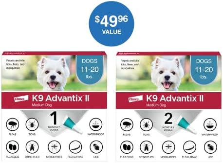 K9 Advantix II Среден Ветеринар За Кучиња-Препорачана Болва, Крлеж &засилувач; Третман На Комарци &засилувач; Превенција | Кучиња 11-20 фунти.