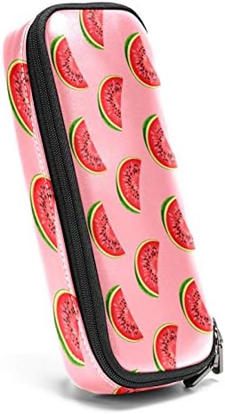 Розова лубеница шема кожна молив со молив, торба со пенкало со двојна вреќа за чување торби за канцелариски торби за училишна работа, момчиња девојчиња