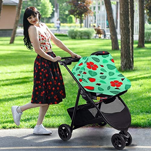 Цвеќиња од бубачки за бебиња за седишта за автомобили - Унисекс бебешки автомобил за седиште со седиште со високи столици за покривање,