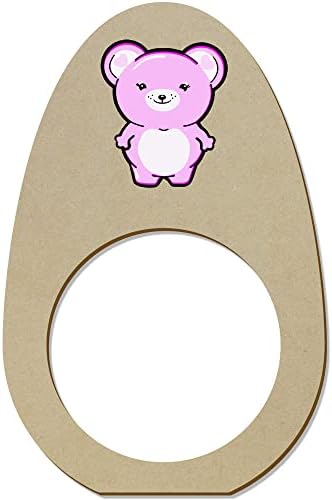 Азиеда 5 x 'Бебе розова мечка' дрвена салфетка прстени/држачи