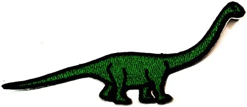 Kleenplus 2 парчиња. Зелен диносаурус шие железо на извезени закрпи цртан филм брахиосаурус диносаурус налепница за занаетчиски