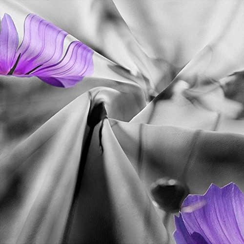 НИМБ Виолетова Цвеќе Туш Завеса Диви Цвеќиња Црно-Бело Цвет Позадина Бања Завеса, Елегантен Виолетова Сива Цветни Украси Туш Завеса