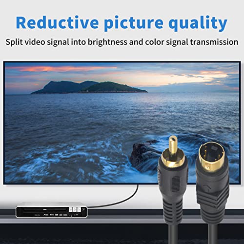 Poyiccot 4Pin S-Video to RCA кабел, 2-пакет S видео до композитен кабел за видео адаптер, Mini DIN 4 PIN VIDEOM MALE TO RCA MALE S-VIDEO