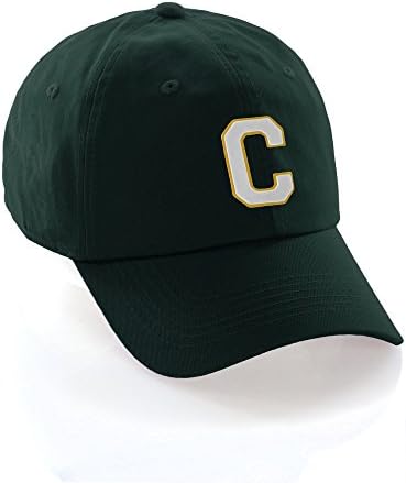 Прилагодена капа А до З почетните букви Класична капа за бејзбол, ДК зелена капа злато бело
