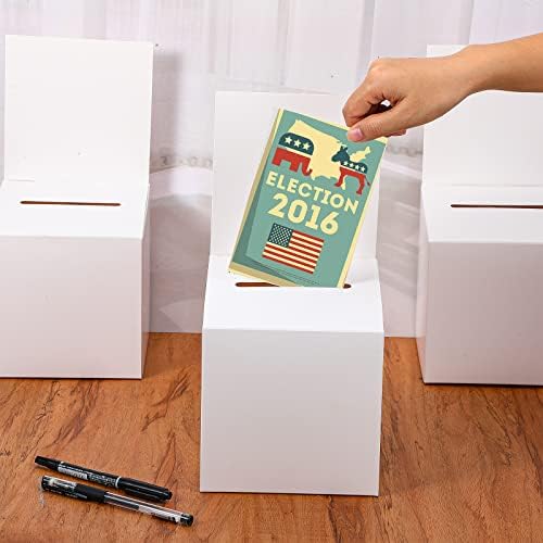2 парчиња кутија за томбола кутија за донации за прибирање финансиски средства, картонска кутија од 6 x 6 x 6 инчи со слот за билет и отстранлив