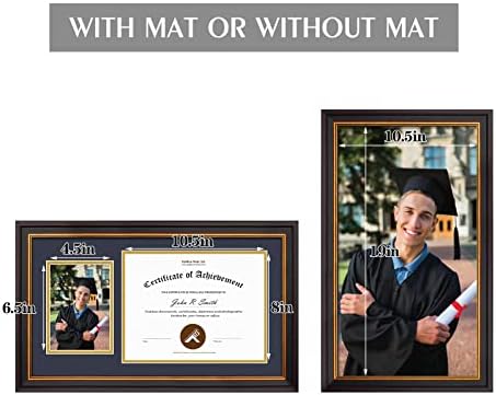 Голден Стејт Арт, 11x19.5 Рамка за 8.5x11 диплома/сертификат и 5x7 слика, црно злато и бургунд и злато. Вклучува морнарица сина