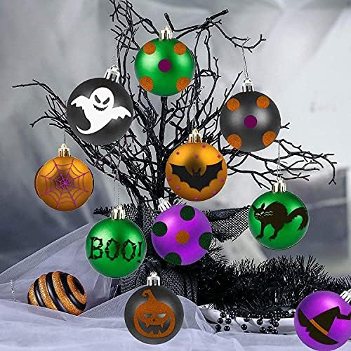 12 парчиња Ноќта на вештерките Божиќни топка украси разнишани за Ноќта на вештерките Божиќни украси Дрво топки за хоризон за одмор на