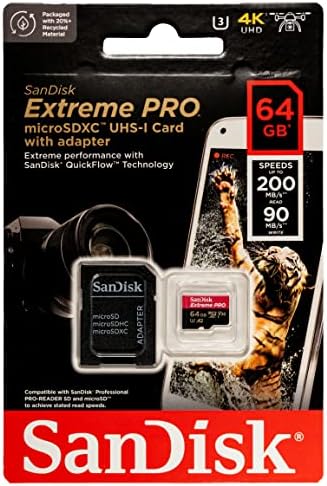 Sandisk 64GB Микро SDXC Мемориска Картичка Екстремни Про Работи СО Dji Беспилотни Летала Серија Mavic 3 Класичен U3 V30 A2 4K UHD UHS -