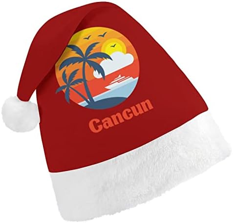 Канкун Зајдисонце И Палми Божиќна Капа Мека Кадифена Капа На Дедо Мраз Смешна Бини За Божиќ Нова Година Празнична Забава