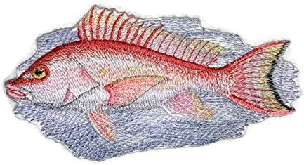 Природна распродажба Прекрасни портрети за риби [Црвена снајперска риба] Везено железо на/шива лепенка [6,5 x3.5] направено во САД