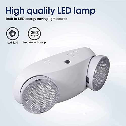 LED Светло За Итни Случаи Со Две Прилагодливи Глави, Комерцијално Осветлување За Излез За Итни Случаи, Резервна Копија На Батеријата
