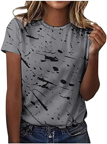 Блуза Со кратки Ракави Девојки Лето Fall 2023 Облека Трендовски Памук Графичка Блуза За Вратот НА Екипажот ЗА ЖЕНИ 0P 0P