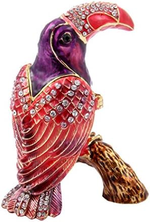 Qifu-Hand, насликан емајлиран папагал стил Декоративна кутија за накит за накит, уникатен подарок за украс за домови