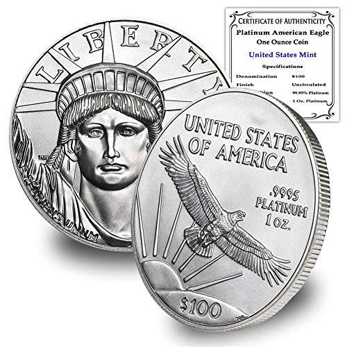 1997-Денес 1 мл Платина Американски Орел Монета Брилијантен Нециркулирани Со Сертификат За Автентичност State 100 Нане Држава