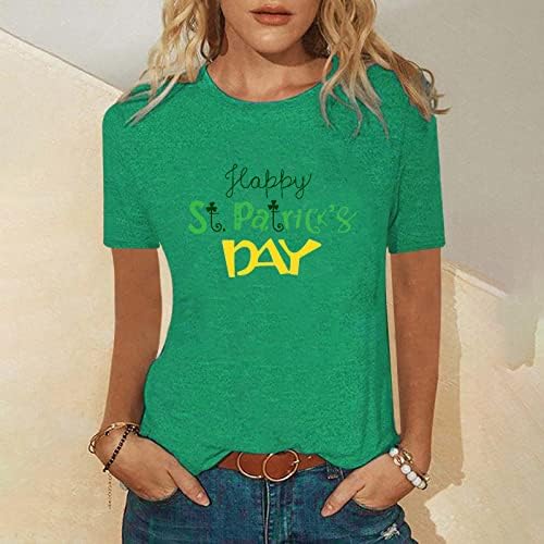Среќна маичка на Денот на Свети Патрик за жени со кратки ракави на вратот летна маица 2023 летни модни маички врвови блуза