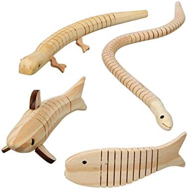 Занаетчии Квадратни Дрвени Мрдаат Животни За Сликање И Играње: Змија, Саламандер, Ајкула и Риба