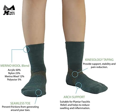 M Magic Sport Morandi Merino волна над чорапите на глуждот, мажите и жените, џогирање, пешачење, велосипедизам