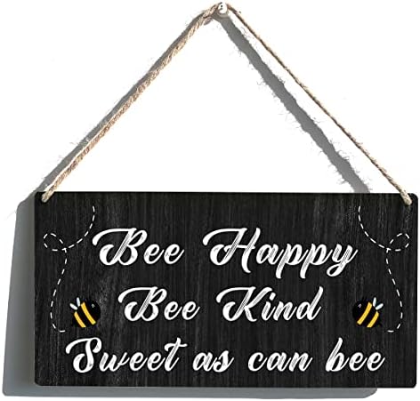 Биди среќен kindубезен сладок знак подарок фарма куќа пчела среќна пчела вид слатка дрвена висечка знак плакета рустикална