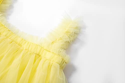 Lzh бебе девојки слоевит фустан од прва роденденска фустани за девојки дете принцеза без ракави фустан од туту жолта