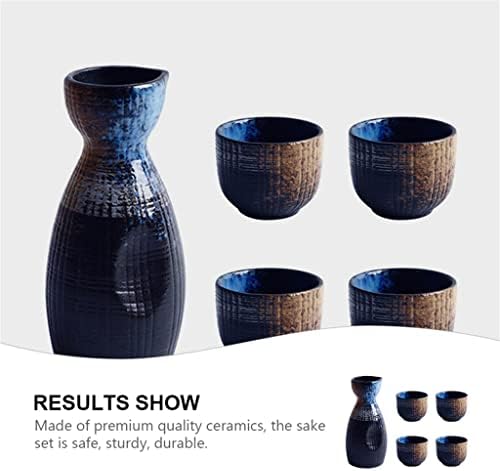 Seijy 1 Постави Исклучителна јапонска стилска керамика саке за сад Ретро, ​​постави јапонски ретро керамички чаши и сет на тенџере