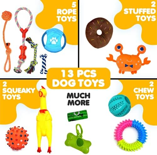 Зикс Кучињата Џвакаат Играчки - 13 Пакети Играчки За Кученца, Играчки За Заби За Кучиња, Тешка Играчка За Јаже за Чистење На Забите И