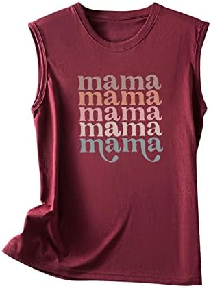 Бејзбол мама резервоар врвни жени бејзбол мама маичка мама графичка мета смешна буква за печатење врвови без ракави
