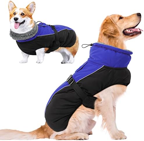 Morvigive Windproof Turtleneck Зимски кучиња палто, задебелена јакна од кучиња од руно со затворање на токи и дупка за прицврстување,