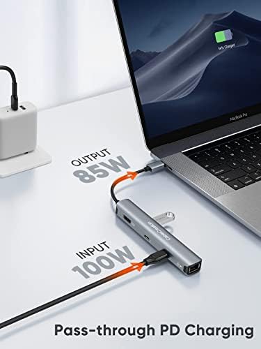 USB C Hub Multiport Адаптер, CableCreation 6-ВО-1 Usb-C Центар 100w Испорака на Енергија + USB C Ѕид Полнач, PowerLot[3 Пакет] PD 20W
