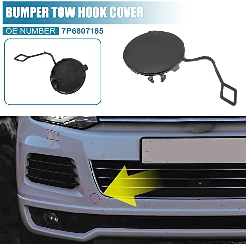 X Autohaux Car Front Blumper Hook Cover 7P6807185 за VW Touareg 2011-2014 Tower Hook Eye Eye Lid Cover Trailer Cap Black