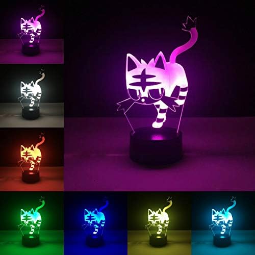 Jinnwell 3D Cat Tiger Animal Night Life Light Light Illusion 7 Color Cholor Touch Switch Table Table Decoration Decoration LED Божиќен