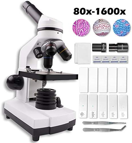 Shikha Kid Microscope 80X-1600X Двојно осветлување на безжични LED, лабораториски соединенија Монокуларни микроскопи за деца почетници