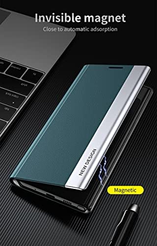 Компанија за покривање на телефонски куќишта компатибилен со iPhone 12 Pro Max Max Magnetic Prestucting Leather Flip Case + PC Smart