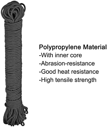Меканикс полипропилен јаже плетенка од плетенка 30м/98,4ft 1/8 црна за внатрешна облека за кампување на отворено