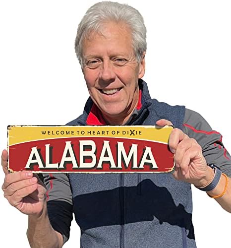 SmartSign 4 x 14 инчи Алабама државен гроздобер метален знак „Добредојдовте на срцето на Дикси“, алуминиум од 40 мил.