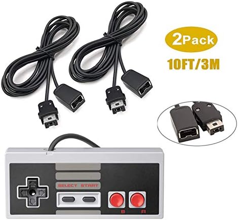 NES Classic Controller Extension Cable, 2 пакет од 3M/10 стапки продолжено кабел со 1 NES Mini Classic Controller, за SNES Classic, NES Classic, Wii, Wii U контролори и многу повеќе