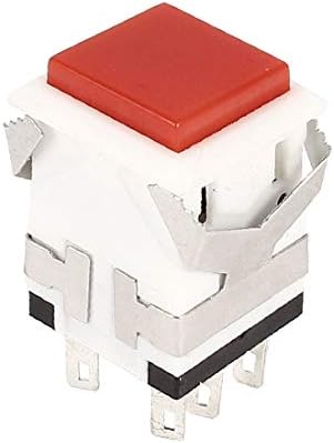 Копче за притискање на црвено-лушпа со црвено ширење 6pin DPDT моментален прекинувач AC 250V / 3A 125V / 6A (копче за притискање на црвено