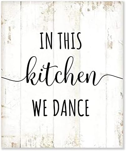 Дрвениот печатен знак на Толеи во оваа кујна ние танцуваме рустикален домашен декор знак инспиративен за декор за кујна 10x12in